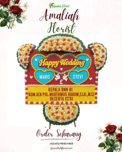 Karangan Papan Bunga Pernikahan di Mambang